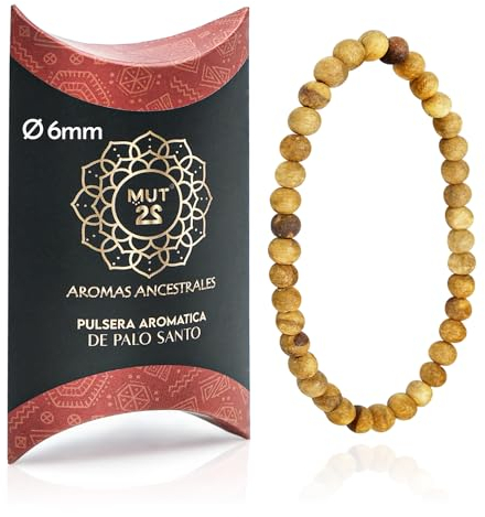 MUT22 Palo Santo Armband 6 mm, Sakradschmuck mit Aromatherapie und Schutzfunktionen