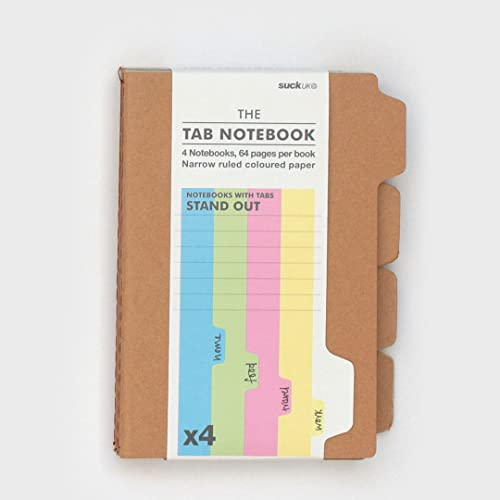 Suck UK | A6 Notizbuch Mit Registerkarten | Tab Set Mit 4 | Revision Planner Oder To Do List | Schulbedarf & Bürobedarf | Wochenplaner & Schreibblock Schreibwaren Set | Kraft