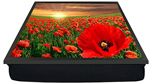 Knietablett mit weichem Kissen, Motiv: Sonnenuntergang, Mohnblumen, Geschenk