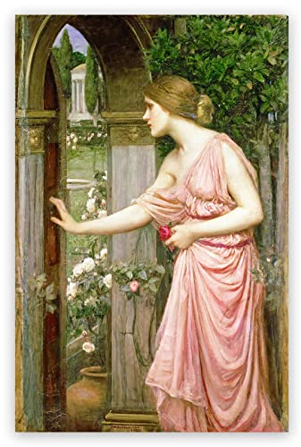 KWAY John Waterhouse Leinwand-Wandkunst – Psyche, die den Garten von Amor betritt, ästhetisches Poster, coole Wanddekoration für Wohnzimmer, Schlafzimmer, ungerahmt (30 x 45 cm)