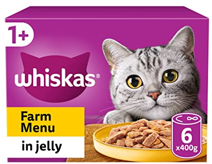 Whiskas 1+ Poultry Selection in Jelly 6x400g, Adult Cat Wet Food