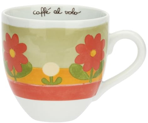 THUN, Mug in Porcellana Decorata a Mano con Motivi Floreali, Versione Grande, Linea Florianne, Ø 12 cm, 12.5 cm h, Capienza 800 ml
