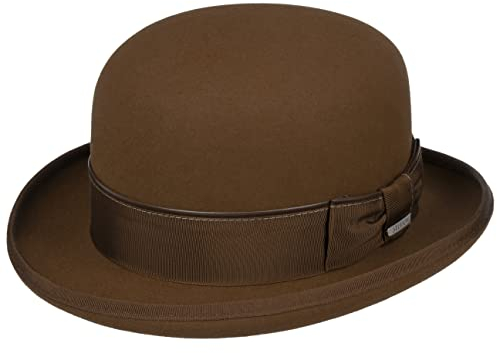 Stetson Classic Uni Haarfilzmelone - Unifarbener Hut - Eleganter Bowler-Hut - Luxuriöser Melonen-Hut mit Ripsband - Herren - Made in The EU - Herbst & Winter braun 59 cm
