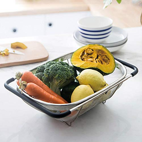 Colador Microperforado Retráctil de Malla de Colador de Acero Inoxidable para Frutas y Verduras