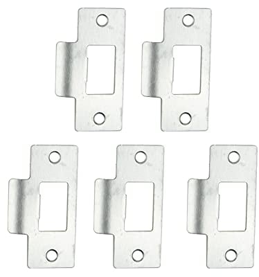 QOXEZY Door Strike Plates,Stainless Steel Mortice Lock Plates,Standard Tubular Latch Striker Plate for Wood Metal Door Jamb Door Latches Replacement Parts (5pcs)