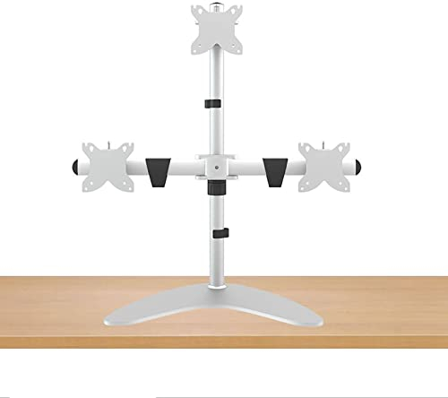 GGZONE Three Screens TV Stand Mount, Tilt, Swivel Table Top TV Stand, Height Adjustable Tabletop TV Base, Fits 24-30 Inch TVs, Black, Silver (Color : B) (A) beautiful scenery