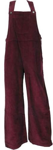 GURU SHOP Cord-Latzhose, Boho Hose, Jumpsuit, Overall - Weinrot, Damen, Size:L/XL