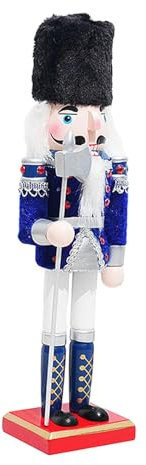 MagiDeal 30 Cm Casse-Noisettes, Décorations Noël, Ornement De Marionnette, Artisanat De Bureau pour Festivals, Fêtes, Maison, Sculpture De Poupée en Bois pour Table, Cheminée, Bureau Bleu