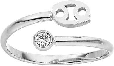 Purelei® Sternzeichen Ring Krebs (Silber) – Wasserfester Damenring aus langlebigem Edelstahl – Verstellbare Ringe von Größe 50 bis 60 – Modeschmuck für deinen individuellen Look