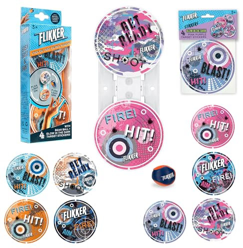 Flikker Fun Girls Target Game Pink Purple Throwing Shooting Gadget Gift for Active Girls + Boys Kids Teens - Indoor Game + Fun Toy - Cool Nifty Glow in the Dark Room Décor - Sporty Girls Gift Idea