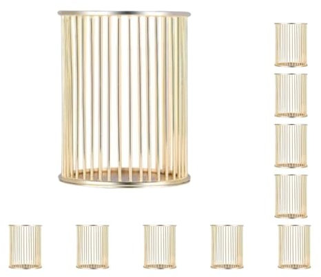 Adoorniequea Lot de 10 pots à crayons ronds en métal métallique doré