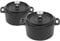 Flavehc Mini Cocotte 8 oz Mini Dutch Oven 0.25 qt. Cast Iron Garlic Roaster for Oven Garlic Confit Pot Ramekins with Lids Oven Safe Set of 2, Black