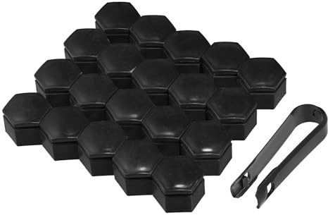 QUARKZMAN 20 Capuchons D'Écrou pour Land Rover Range Rover Sport 06-13 | Pour Buick Regal 2015-2017, Noir, Plastique, Diamètre Intérieur 22mm, Taille 21x29mm, Anti-Rouille, Étanche, Non OEM