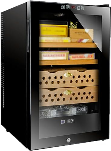 XENITE Elektrischer Humidor Großer Kühl-Humidorschrank Mit 400 Kapazitäten Humidor Schrank Zigarren Elektrisch Mit Integriertem Wassertank Und Schubladenregalen Aus Spanischem Zedernholz
