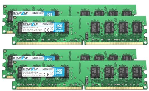 BRAINZAP Memoria RAM da 16 GB DDR2 DIMM PC2-5300U 2Rx8 667 MHz 1,8 V CL5 PC (4 X 4 GB)