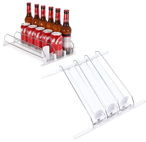 ZPSHYD Auto-Glide Fridge Drink Organizer, Space-Saving Beverage Storage Box with Self-Restock Feature(white)
