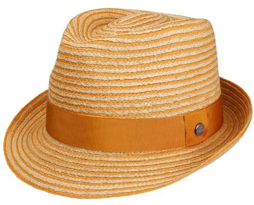 LIERYS Light Twotone Trilby Strohhut Bicolour Design Unisex Made in Italy Frühjahr Sommer orange M (56-57 cm)