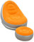 eBoutik - Indoor & Outdoor Inflatable Deluxe Lounge Lounger Chair And Foot Stool With Soft Plush Fabric - Ideal for Home & Garden, Gaming, Picnics, Beach, Valentines Festivals (Neon Orange)