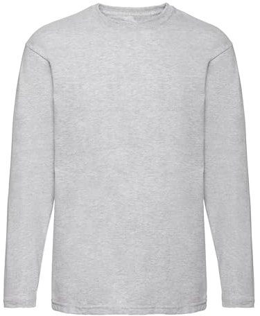 G5 APPAREL Mens Crew Neck Essential Long Sleeve Cotton T Shirt Top Heather Grey