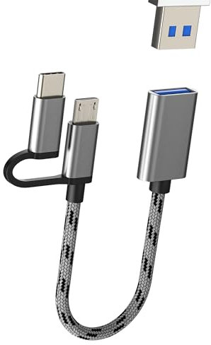 Adaptador USB a Micro USB C(2en1) para Apple iPhone 15 Pro MAX para iPad Macbook Compatible con Cable Tipo C OTG Alargador USBC Jack Conector 3.0 Conversor Raton Convertidor Thunderbolt Adapter