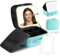 Luxspire Makeup Case with Detachable Lighted Mirror, Travel Makeup Bag Portable Makeup Train Case for Women, Professional Cosmetic Artist Bag with Adjustable Dividers Makeup Brush Storage, Lake Blue