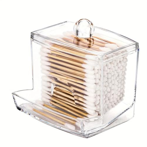 XINCHENG Porta Cotton Fioc, Portadischetti da Trucco, Contenitore Trucchi Organizer con Coperchio, Porta Dischetti Struccanti per Bagno o Camera