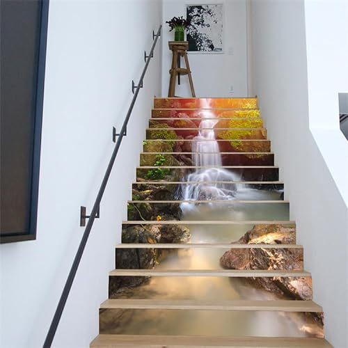 Fliesenaufkleber Wasserfall Küchenrückwand,Wasserdicht Ölfest ​Klebefliesen Küche Fliesenaufkleber Bad,Fliesenfolie 3D Wandpaneele Selbstklebend 12 PC(18x100cm)