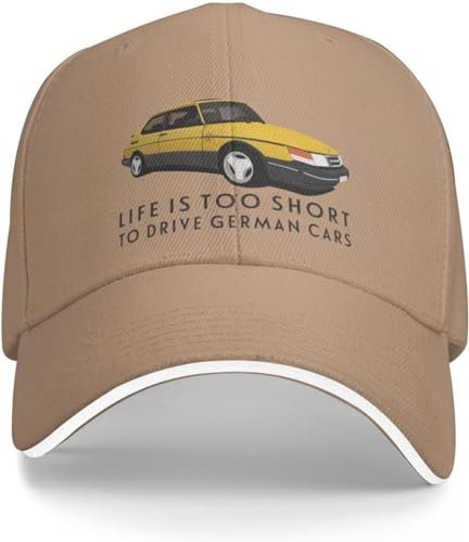 TeysHa Baseballkappe Snapback Sonnenhut Life is Too Short to Drive German Cars-Saab Yellow 900 Turbo 16 Aero Bucket Hat Baseball Cap Bergsteigen Männer Frauen Hut Männer Frauen
