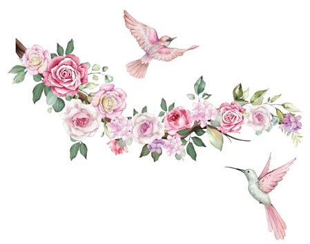 duoyif Wandtattoo Blumen, Boho Wandaufkleber Blumen, Wandtattoo Wildblumen, Garten Blumen Wandsticker Für Schlafzimmer Mädchen Wohnzimmer Kinderzimmer Küche Büro Wanddeko (F)
