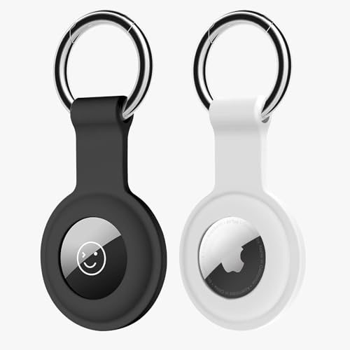 Andwing 2er Pack Silikon Hülle für AirTag, Schutzhülle Kompatibel mit Apple für AirTags Tracker, Keyring Abdeckung Case für Schlüssel, Tasche, Hund, Schlüsselanhänger für AirTag, für AirTags Hülle.