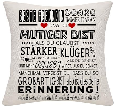 Inspirierende Geschenke Kissenbezüge DASS du mutiger bist als du glaubst Bestie Beste Freundin Geschenk für Frauen Mädchen Geburtstag Graduierung (Beste Freundin)