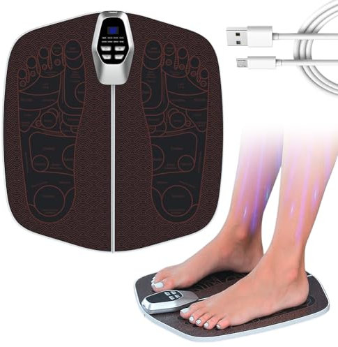 EMS Fußmassagegerät, Faltbares Fußmassagegerät Elektrisch mit 8 Modi und 32 Intensitäten, Foot Massager Tragbares zur Linderung von Muskelschmerzen und Verbesserung der Blutzirkulation