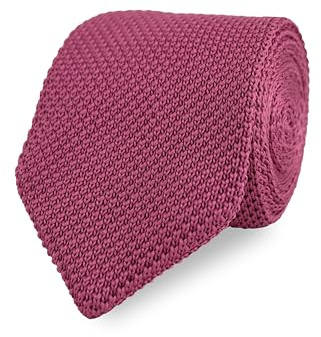 THE GENTS LAB - Cravate tricotée pour homme en 100 % polyester doux | Plus de 20 couleurs, rose foncé, Length: 150cm Width: 7cm