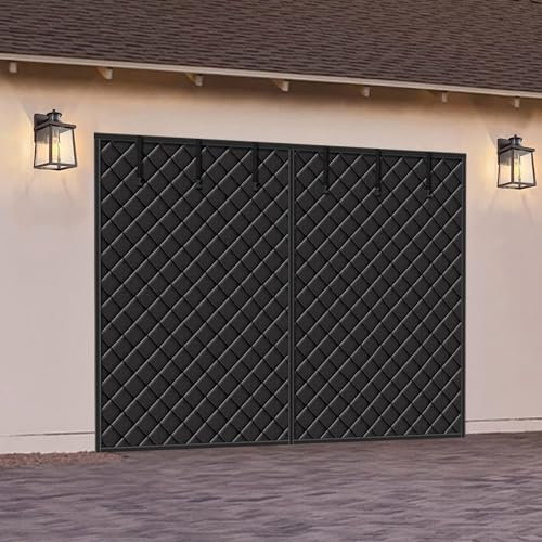 Magnetic Thermal Garage Door Curtain,9×7Ft Thermal Insulated Door Screen Oxford Cloth Thickened Windproof Waterproof Garage Door Cover for Winter (Black, 9 x 7ft (275 x 215cm))