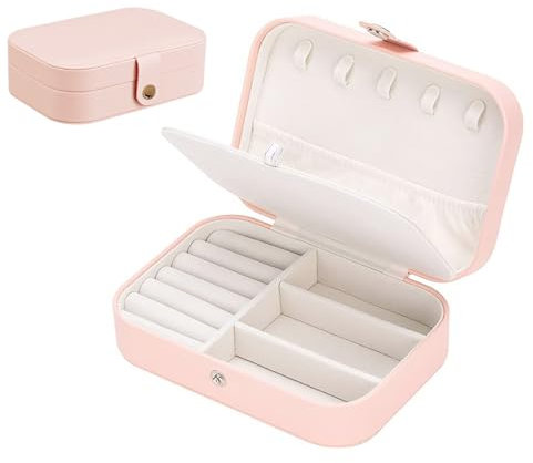 Kzouenzu Schmuckkästchen, Schmuckkästchen Reise, Schmuckschatulle Für Mädchen, Für Ohrringe, Halsketten, Ringe, Hochzeit Geschenk [Rosa]