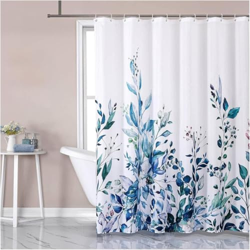 IGINOA Duschvorhang Grün Antischimmel 180x180 Badevorhang Shower Curtains Weiß Wasserdicht mit ösen Motiv Schimmelresistent Badewanne Vorhang Pflanzen Waschbar Duschvorhänge Badewannenvorhang
