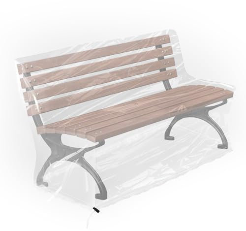 WDFCN Abdeckplane Gartenmöbel 3 Sitzer Gartenbank Abdeckung 160 * 80 * 75cmTransparent Schutzhülle Gartenbank mit Kordelzug Kordelzugverschluss unten Abdeckhauben Hüllen PE für Regenschu