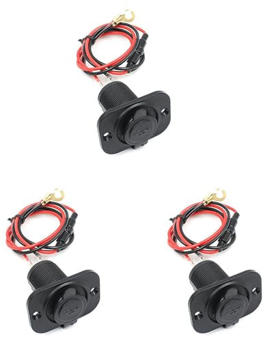 Kznifmk 3X Coche Mechero Socket Dual USB Adaptador 12V Enchufe para Telefono Movil Tablet GPS