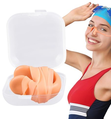 Schwimm-Nasenklammer, Silikon-Nasenstöpsel mit Riemen, wasserdichte Schwimmausrüstung, ideal für Freestyle, Rückenschwimmen, Tauchen, Wasserspiel, Pool-Training, Unterwassersport, 47 x 2,8 x 1,2 cm