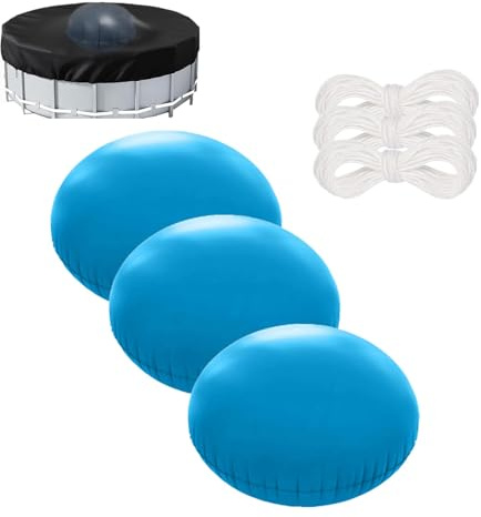 Kissen für den Winter, 44 Füße, Winterkissen für Pool, Luftkissen für Pool, mit Seilen von 3 m, 120 x 120 cm für die Winterabdeckung des Pools (3 Stück Blau)