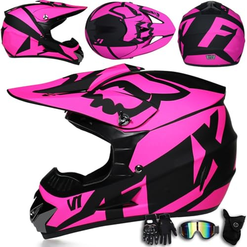 Casco de Motocross para jóvenes y Adultos con aprobación Dot Casco Integral para Motocross con Gafas, Guantes y Protector Facial para BMX ATV MTB MX Descenso Bicicleta de montaña