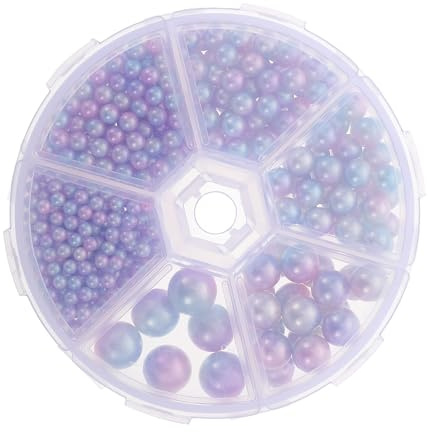 ULDIGI Colored Round No-Hole Imitation Pearl Beads DIY Glue-on Embellishment Accessories for Hairband Craft Decoration, Boxed Set for Hairstylists and Wedding Hair Updo