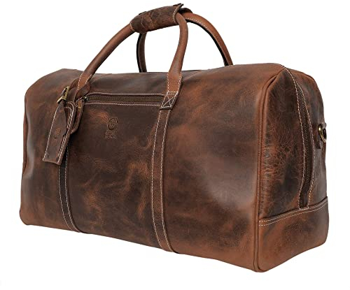 Leder Reisetasche Herren - Weekender Sport Travel Umhängetaschen Flugzeug Handgepäck Männer Duffle Bag (Gross)