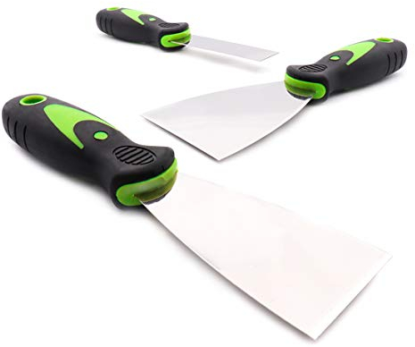 COTTAM Soft Grip Scraper Set (Pack of 3) - in Sizes 1, 2 & 3 - for DIY, Wallpaper & Paint Removal, Decorating, Filling & Removing 3D Prints (Product Colour May Vary)
