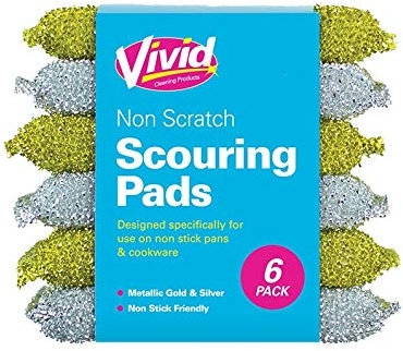 Demuch Limited New 6 Pack METALLIC SCOURING PADS Non Stick Scratch Kitchen Scourer