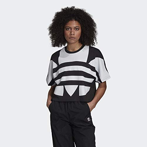 Adidas Damen T-Shirt LRG Logo Tee, Black/White, 48, FM2562