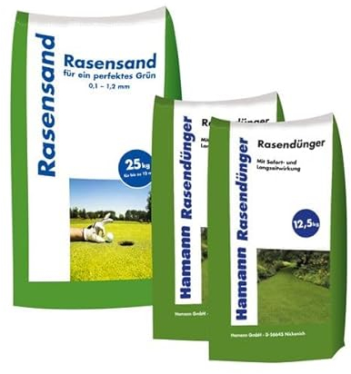 Hamann Rasensand 25 kg + Hamann Rasendünger 25 kg - mit unserem Rasensand wird verdichteter Boden wieder aufgelockert.