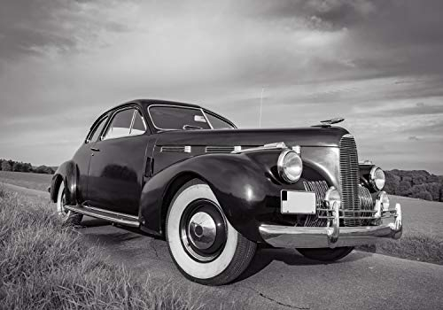 wandmotiv24 Fototapete Oldtimer in Schwarz Weiß, XXL 400 x 280 cm - 8 Teile, Wanddeko, Wandbild, Wandtapete, Auto Fahrzeug M5895