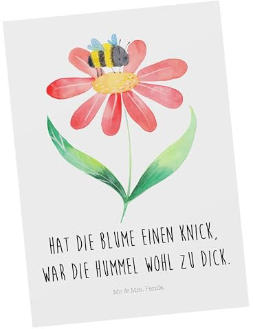 Mr. & Mrs. Panda Postkarte Hummel Blume - Geschenk, Postkarten, Natur, Lustige Sprüche, Grußkarte, Ansichtskarten, Hummeln, bildkarte, Fotokarte, Wespe, Biene