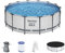 Bestway Steel Pro MAX Frame Pool Komplett-Set mit Filterpumpe Ø 427 x 122 cm, lichtgrau, rund
